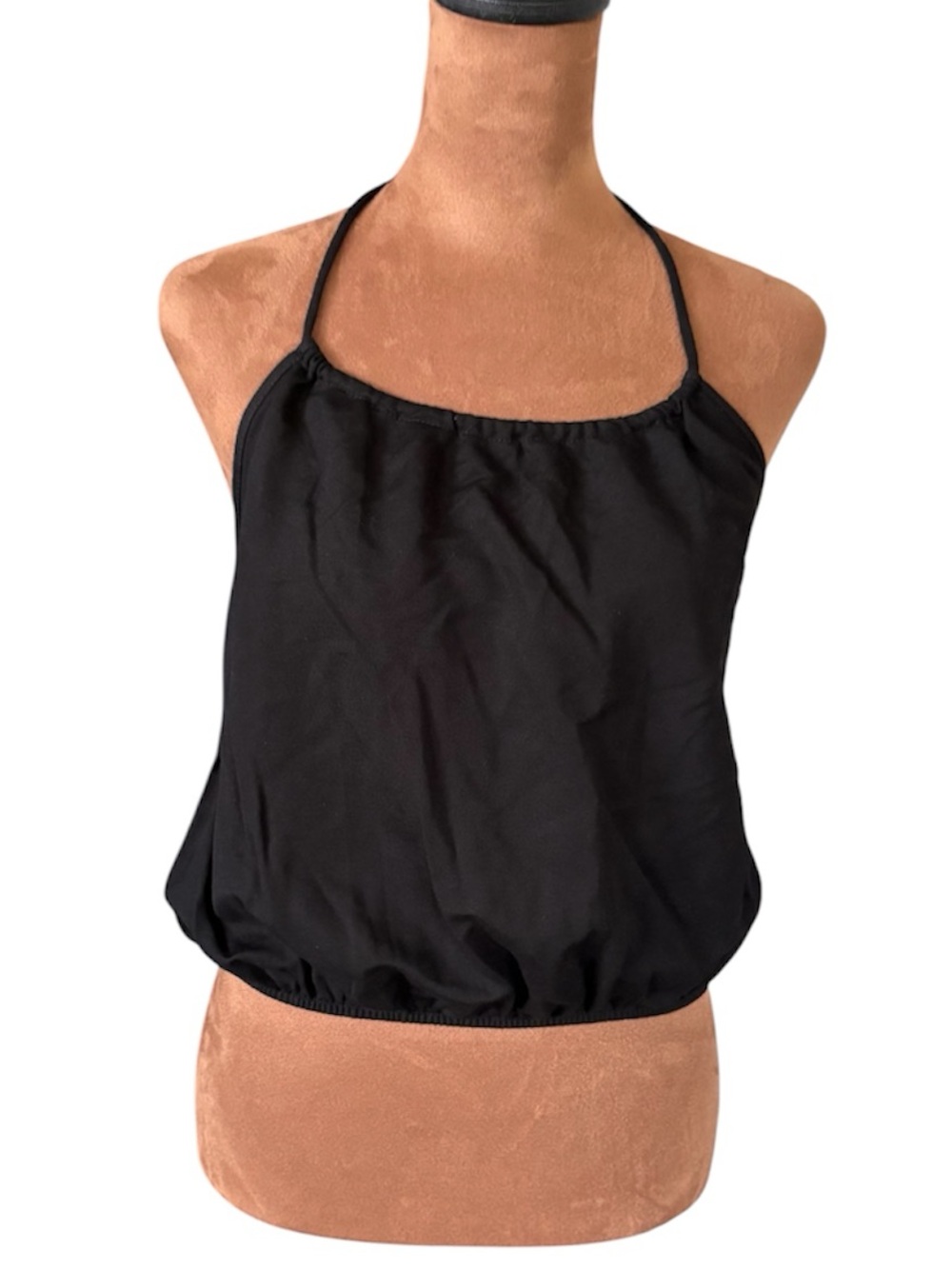 🖤 ZARA 🖤 NWT bubble hem halter black crop boho summer top - L